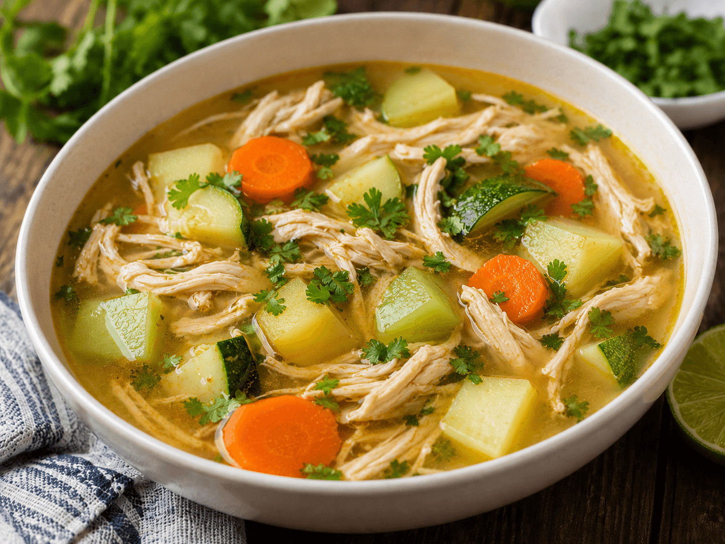 Caldo de pollo con verduras